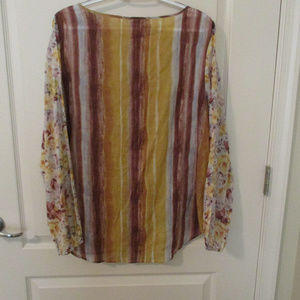 Sundance Tops - Sundance Size L Striped-Floral Blouse Long Sleeves Sundance Tops - Sundance Size L Striped-Floral Blouse Long Sleeves